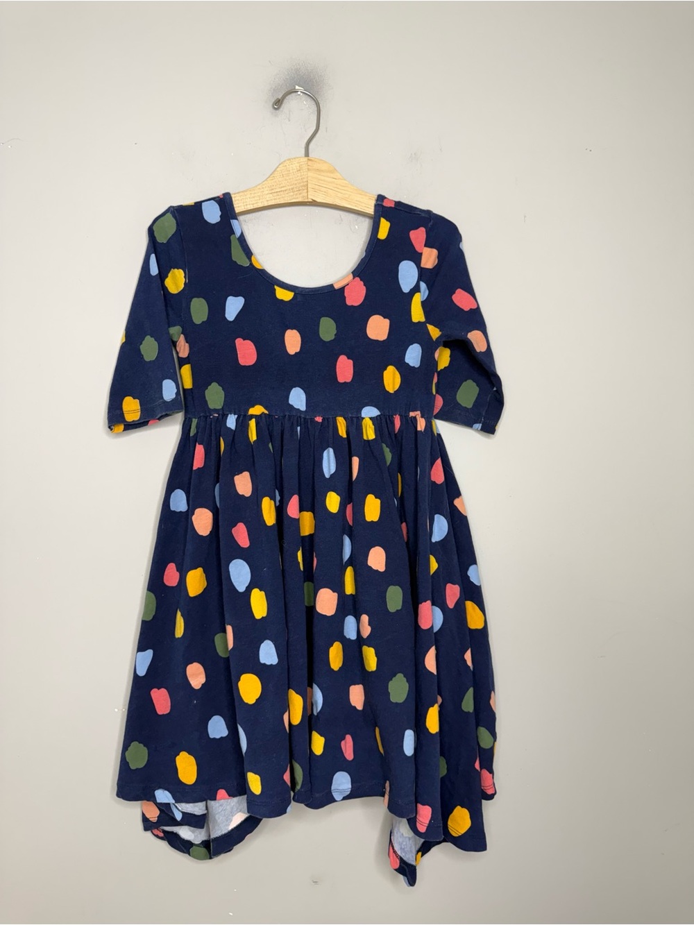 $21 ADD ON Taylor Joelle Girls Dress 10 blue twirl alice + Ames Sleeve Cotton